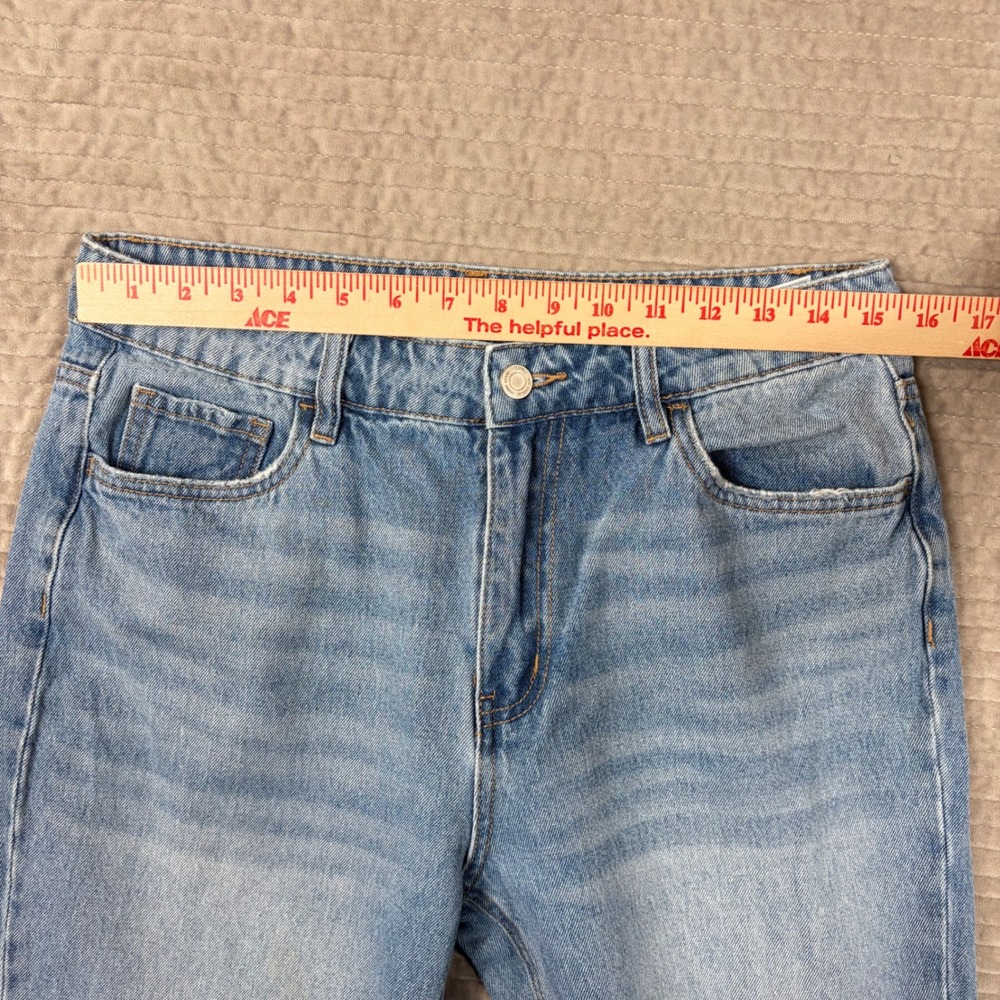 Vervet Blue High Rise Straight Leg Jeans Light Wash Raw Hem Seam Back T5912 29 - Picture 3 of 9